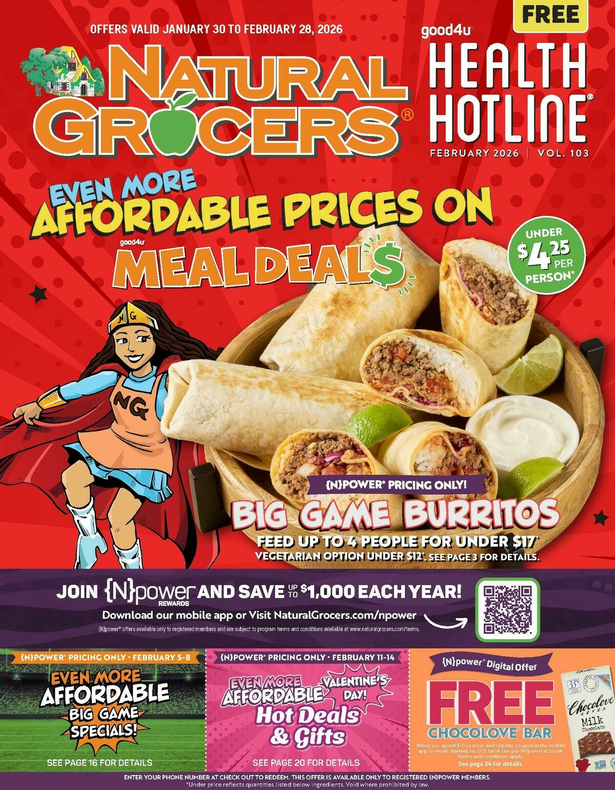 Natural Grocers February Health Hotline Magazine Weekly Ad from January 30