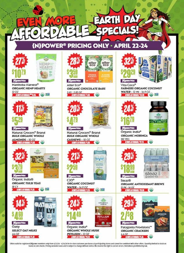 Natural Grocers Even More Affordable Earth Day Specials Weekly Ad from April 22