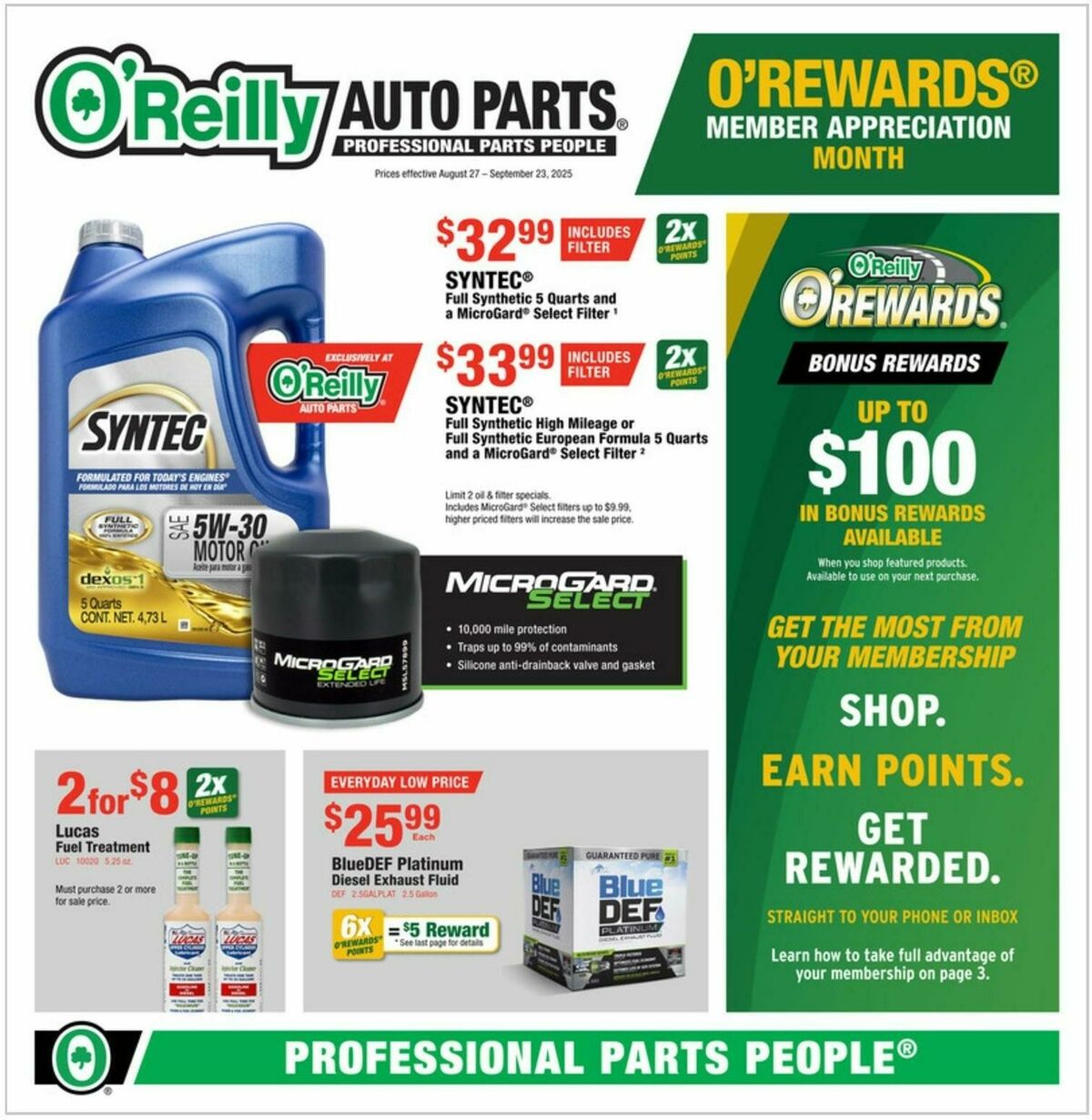 O'Reilly Auto Parts Weekly Ad from August 27