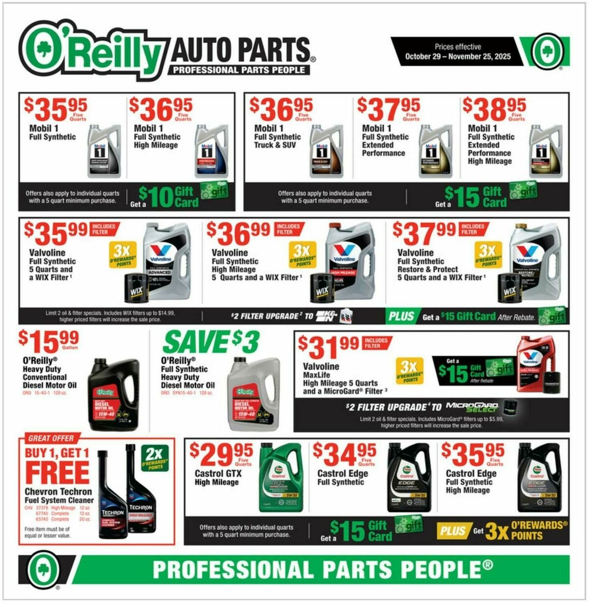 O'Reilly Auto Parts Weekly Ad from October 29