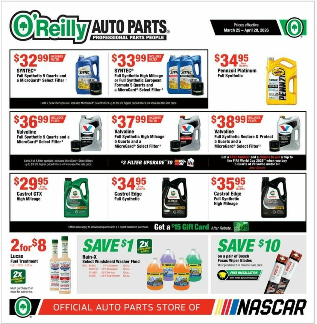 O'Reilly Auto Parts Weekly Ad from March 25