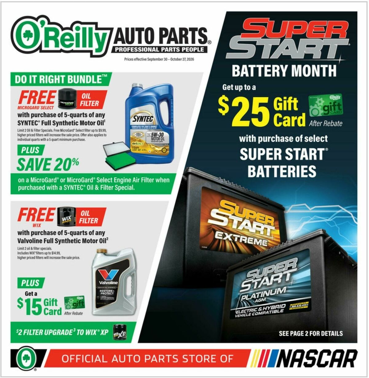 O'Reilly Auto Parts Weekly Ad from September 30