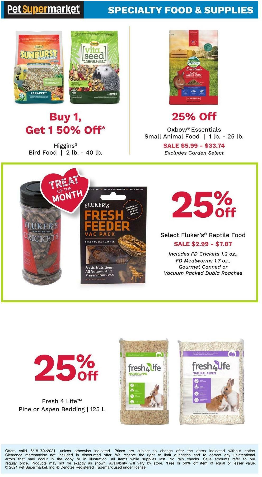 Pet Supermarket Small Animal Specials Weekly Ad from June 18