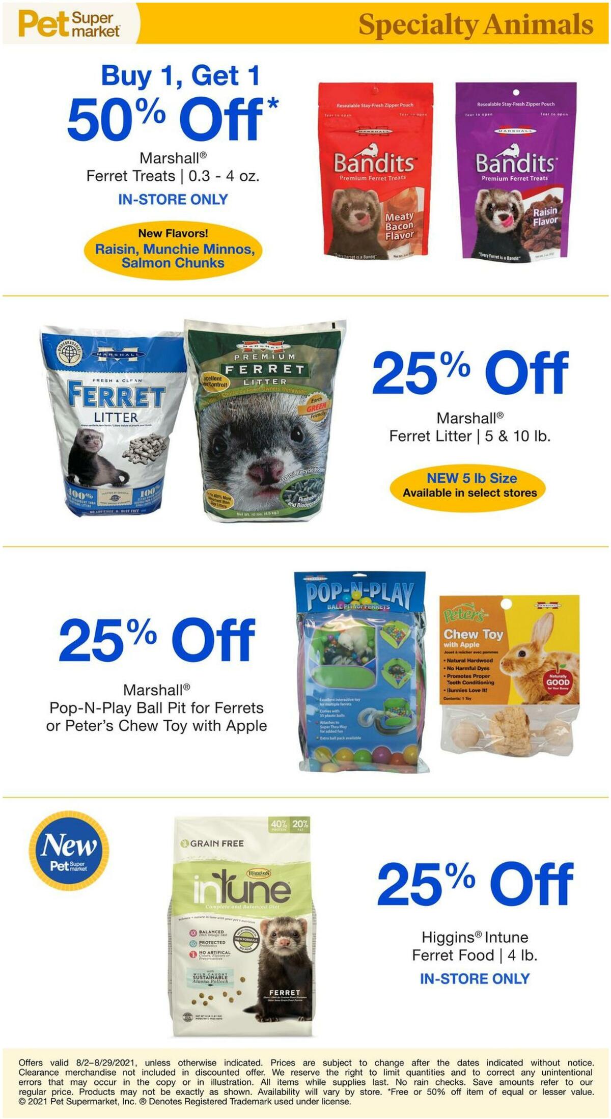 Pet Supermarket Small Animal Specials Weekly Ad from August 2