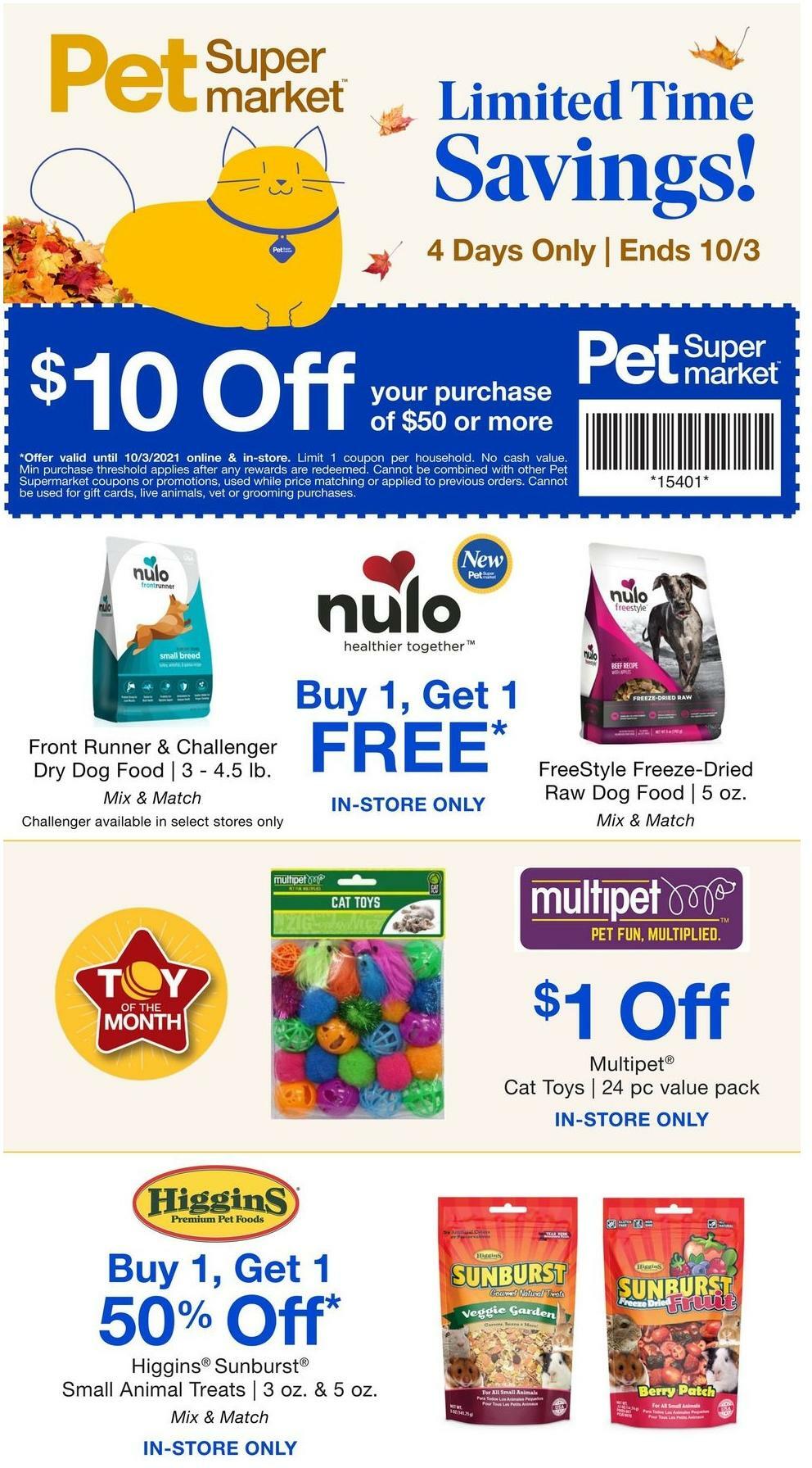 Pet Supermarket Weekly Ad from September 30