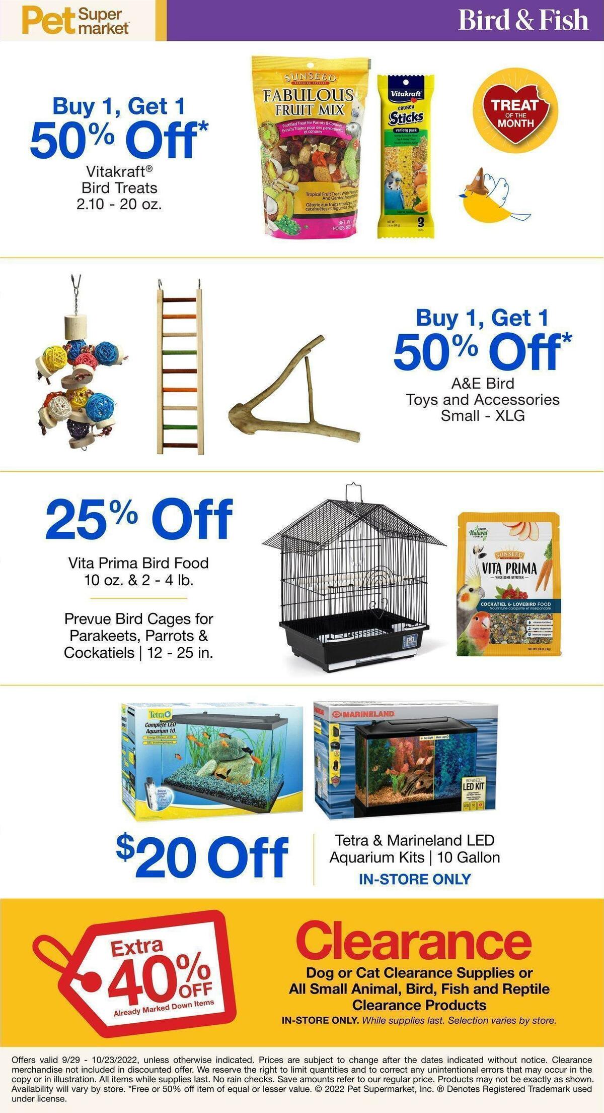 Pet Supermarket Small Animal Specials Weekly Ad from September 29