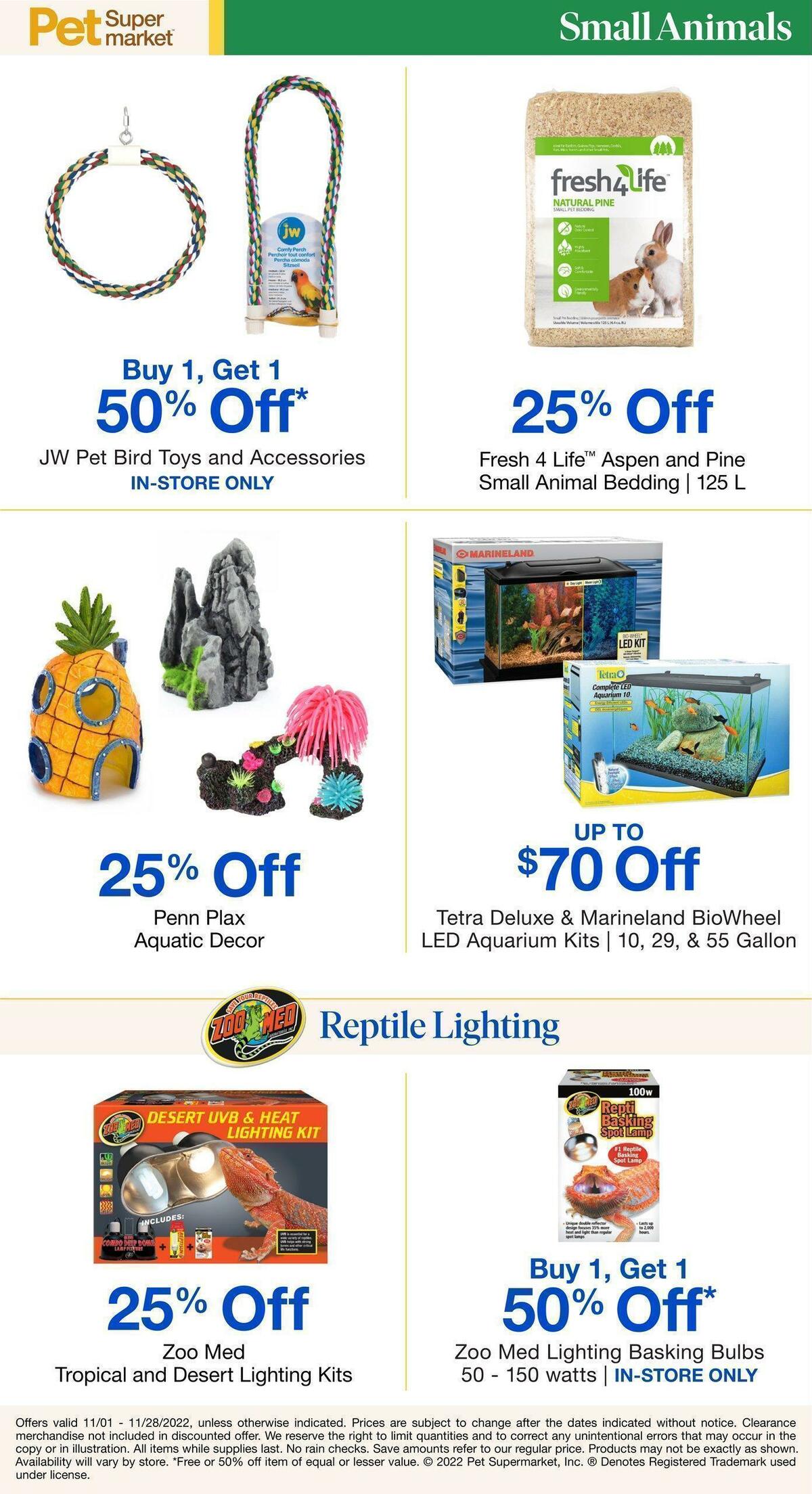 Pet Supermarket Small Animal Specials Weekly Ad from November 1