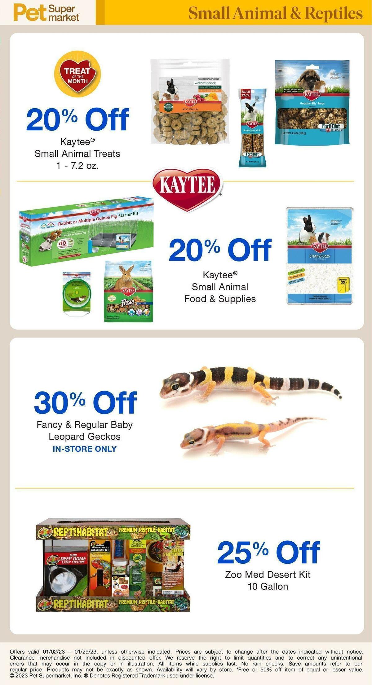 Pet Supermarket Small Animal Weekly Ad from January 2