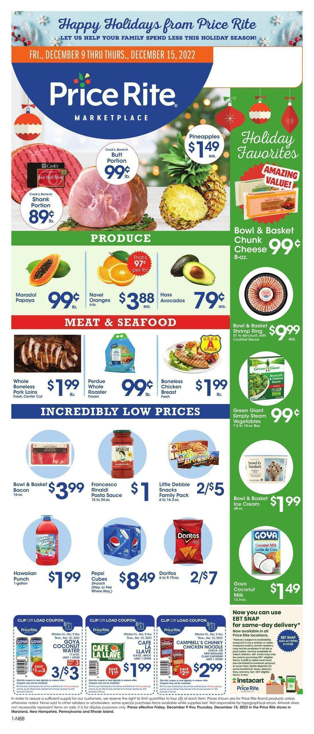 Price Rite Weekly Ad from December 9