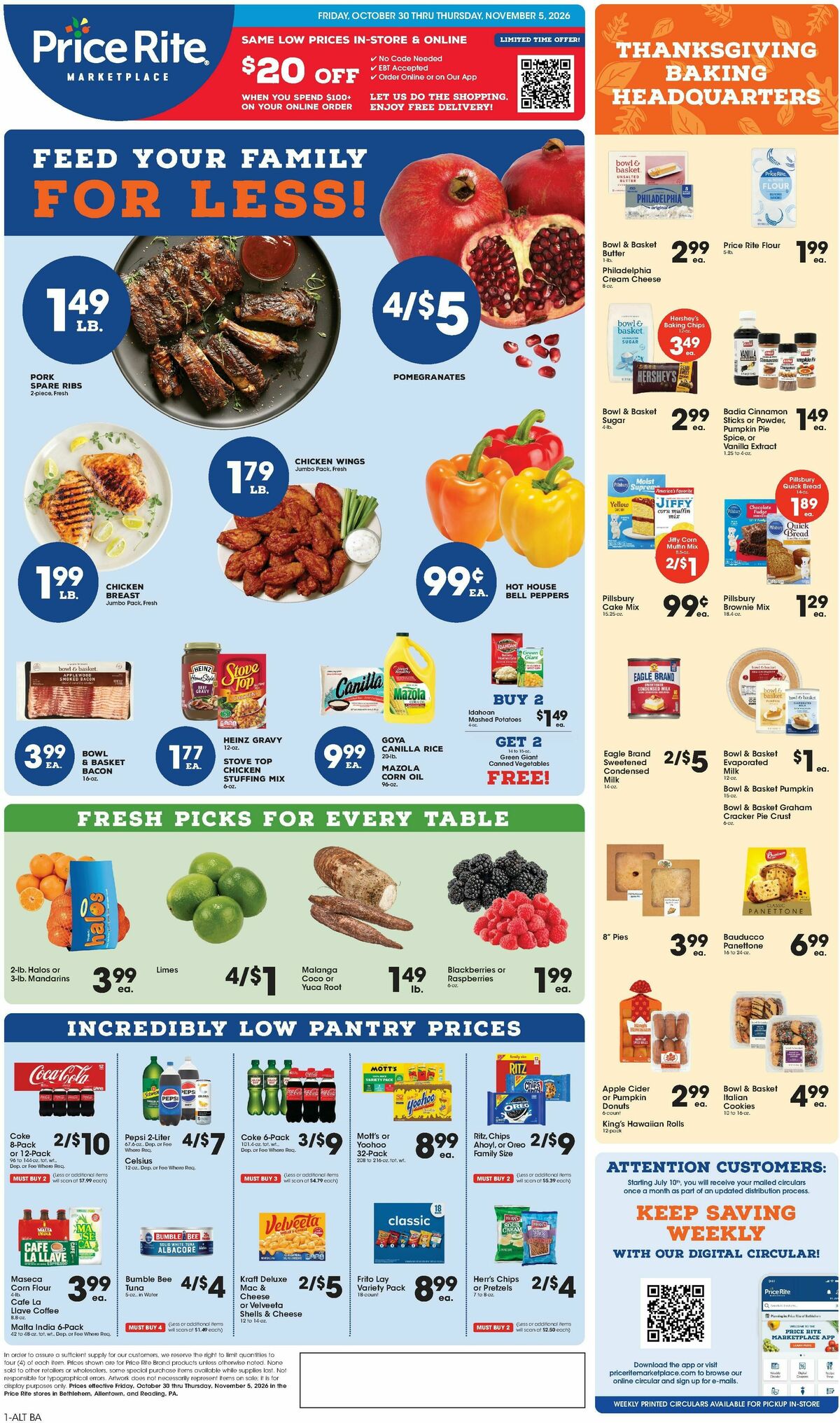 Price Rite Weekly Ad from October 30
