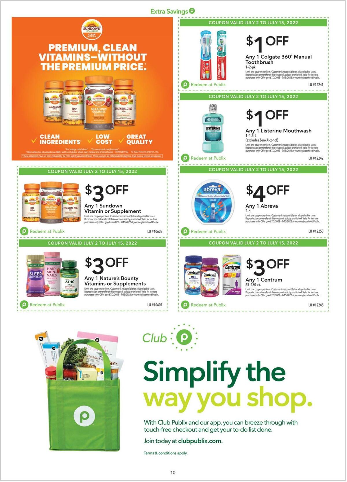 Publix Extra Savings Weekly Ad from July 2