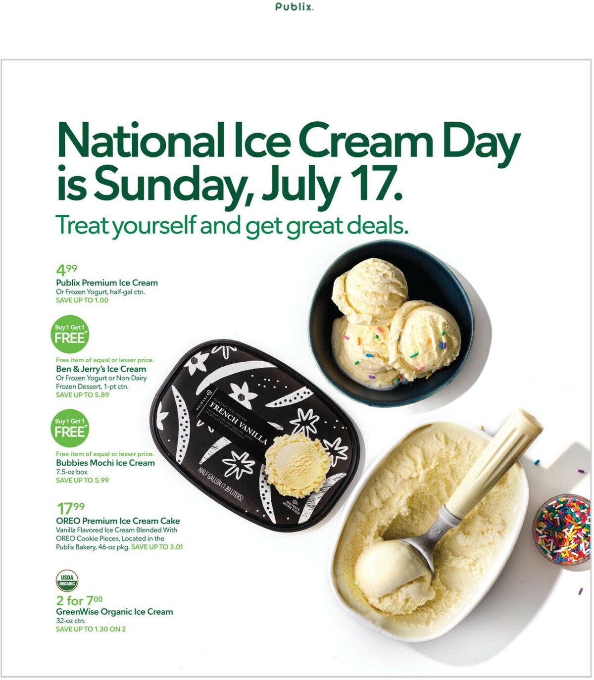 Publix National Ice Cream Day Weekly Ad from July 13