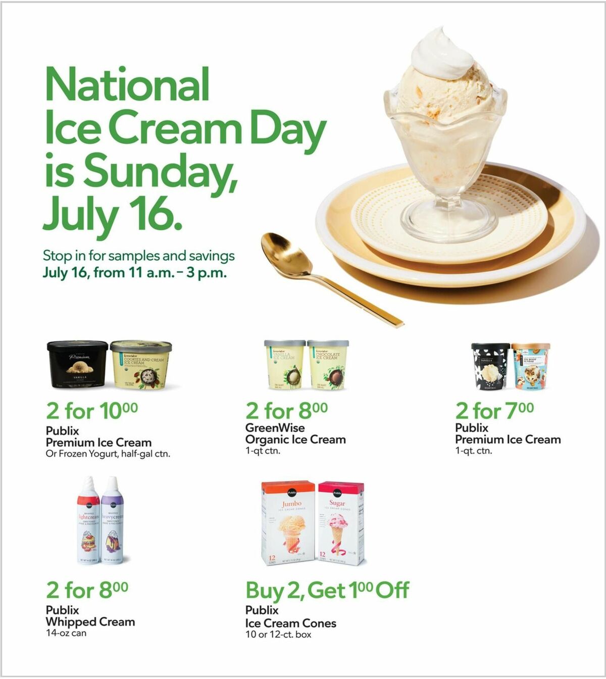 Publix National Ice Cream Day Weekly Ad from July 12