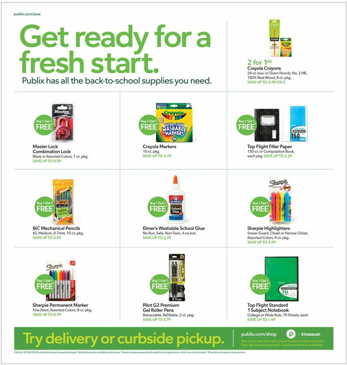 Publix Back to School Sale Weekly Ad from July 19