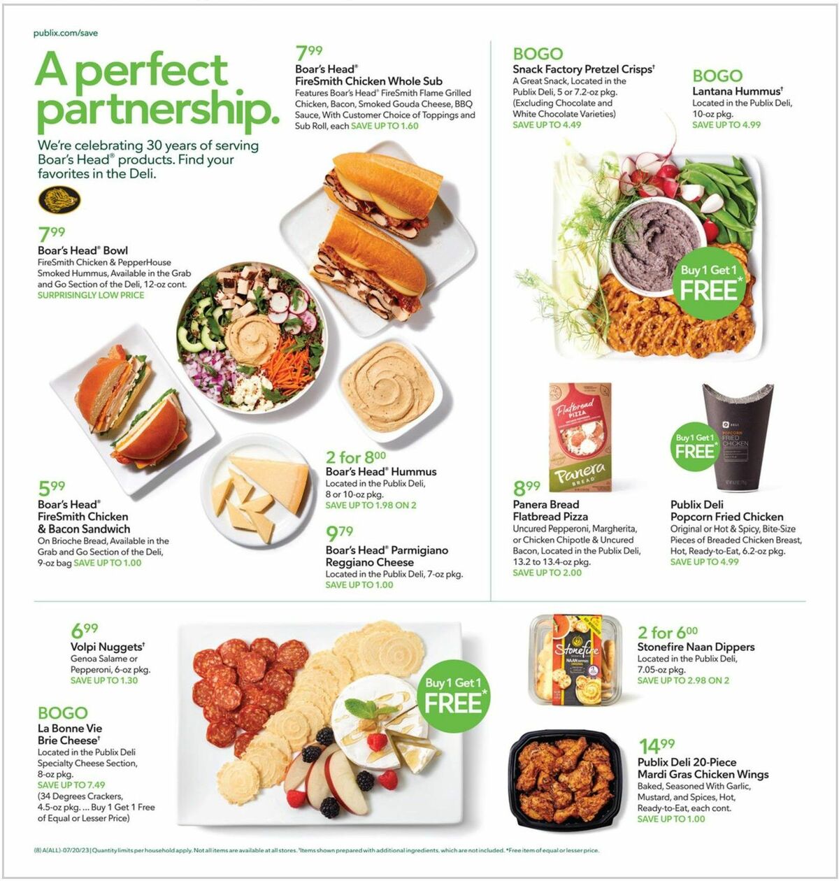 Publix Deli Boar's Head 30 Year Anniversary Weekly Ad from July 19