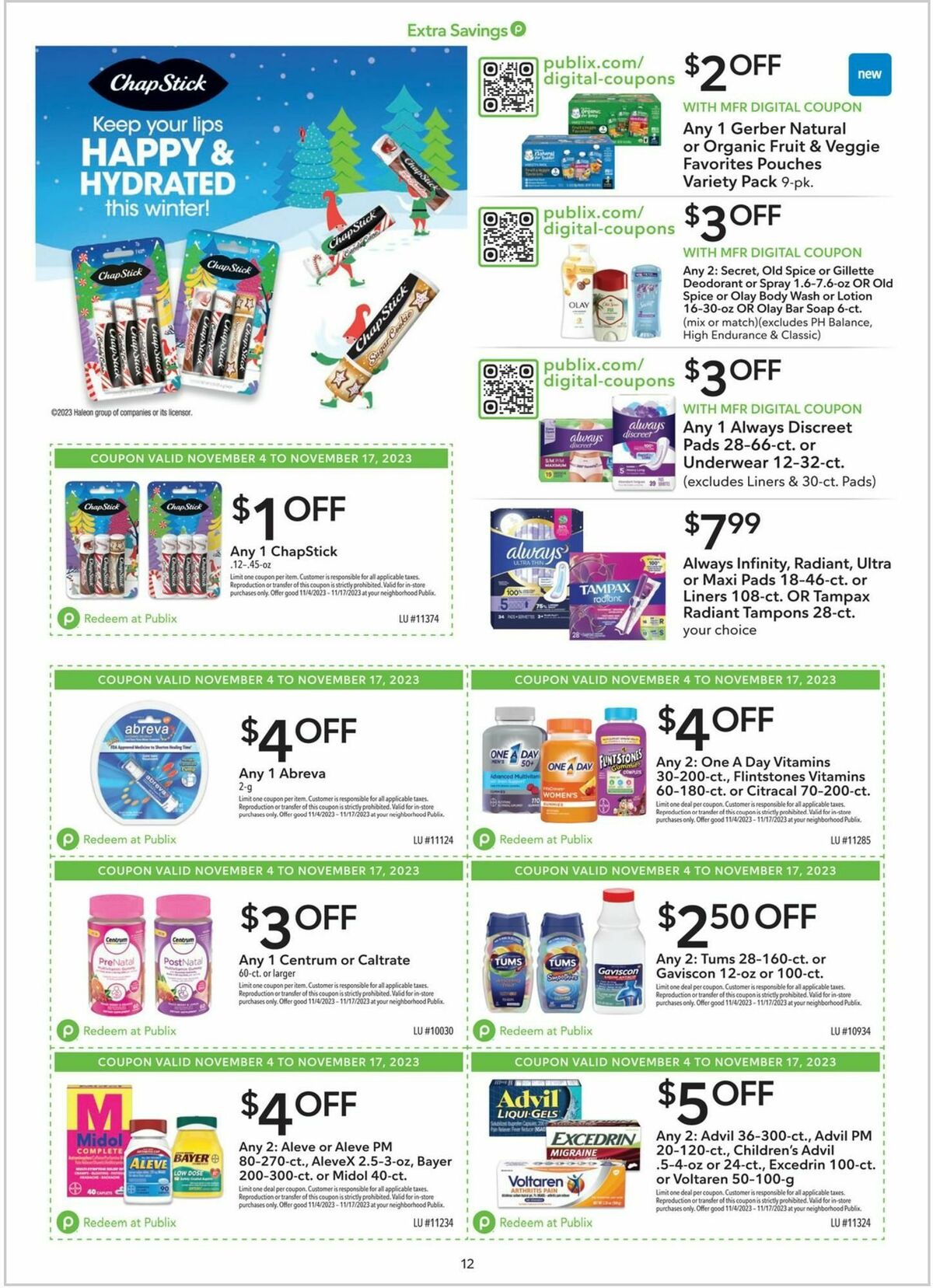 Publix Extra Savings Weekly Ad from November 4