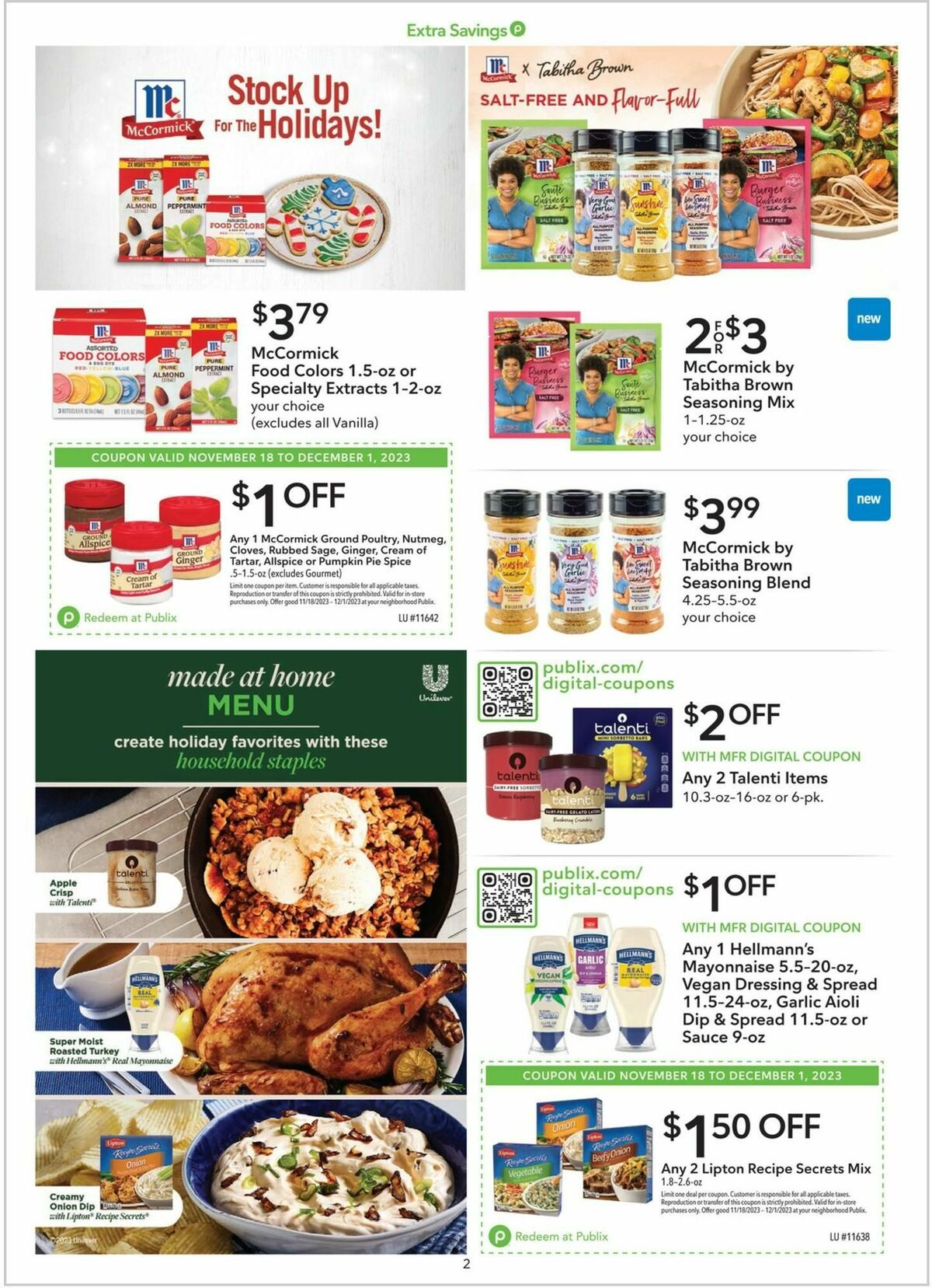 Publix Extra Savings Weekly Ad from November 18