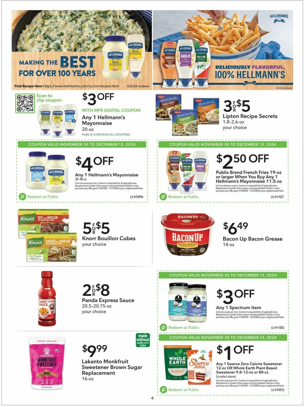 Publix Extra Savings Weekly Ad from November 30