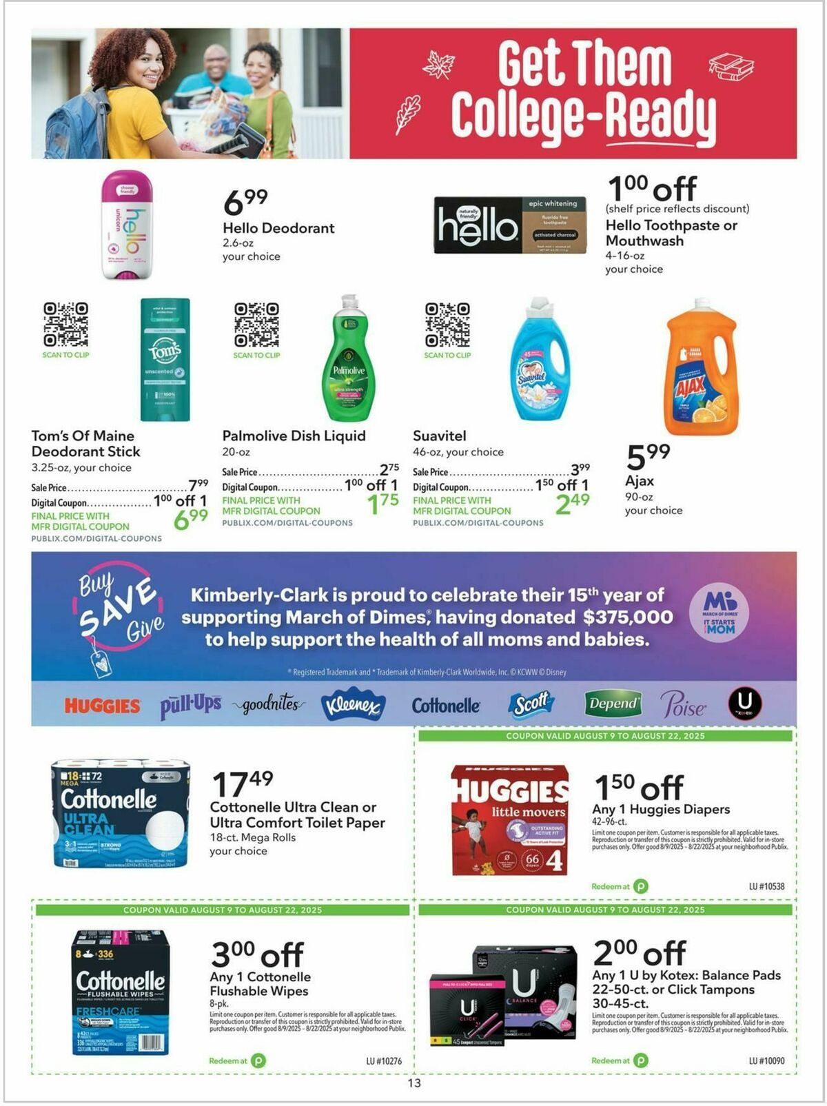 Publix Extra Savings Weekly Ad from August 9