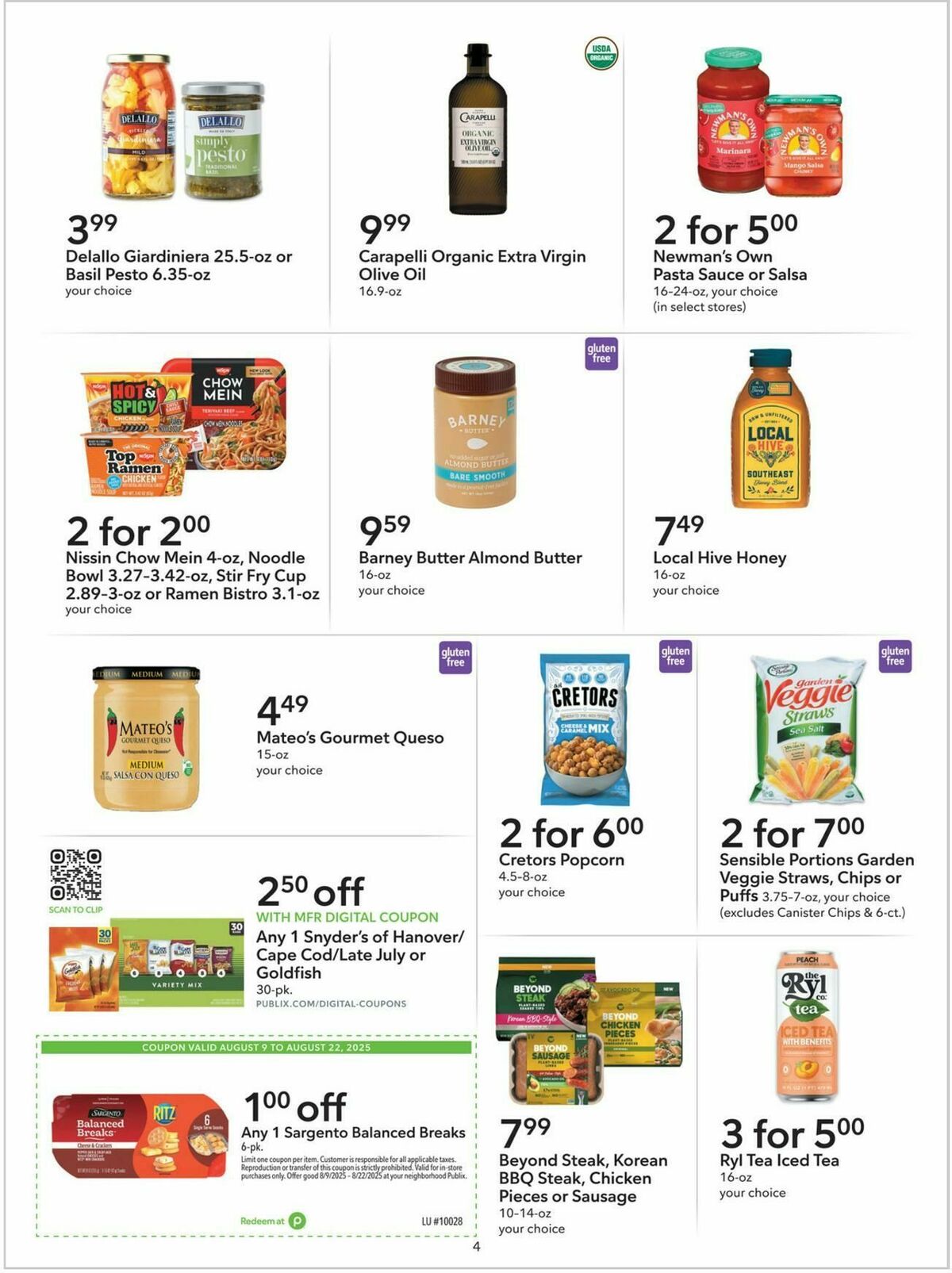 Publix Extra Savings Weekly Ad from August 9