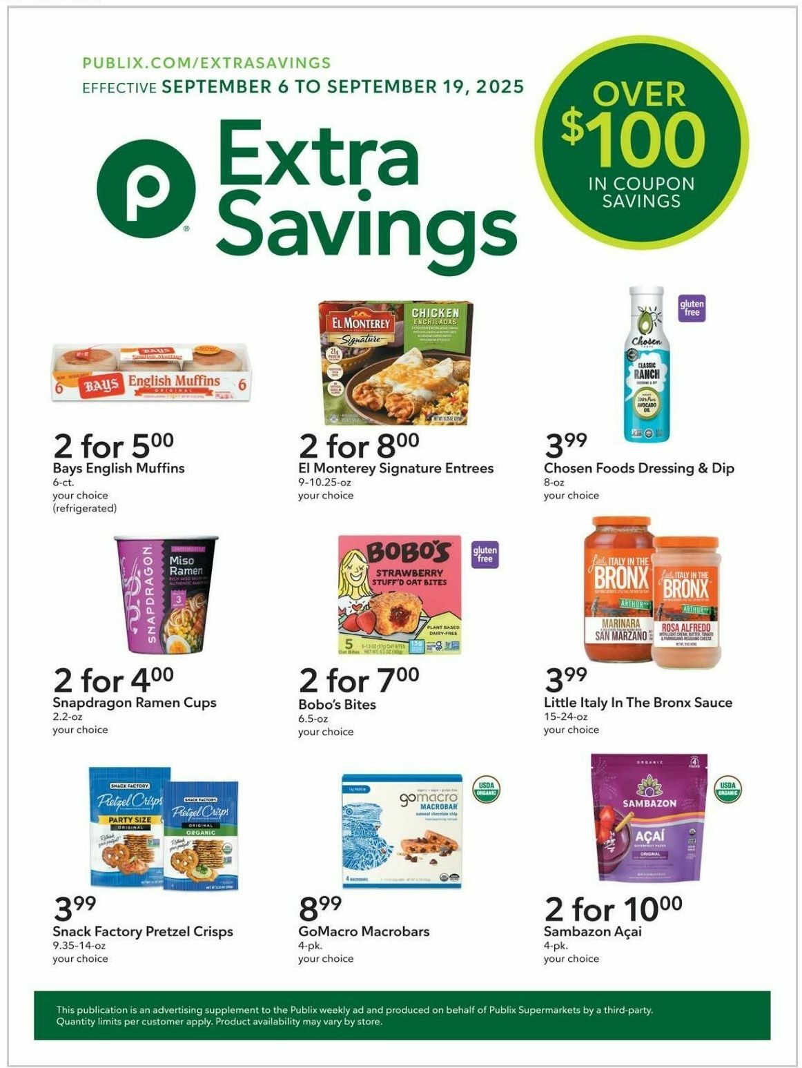 Publix Extra Savings Weekly Ad from September 6