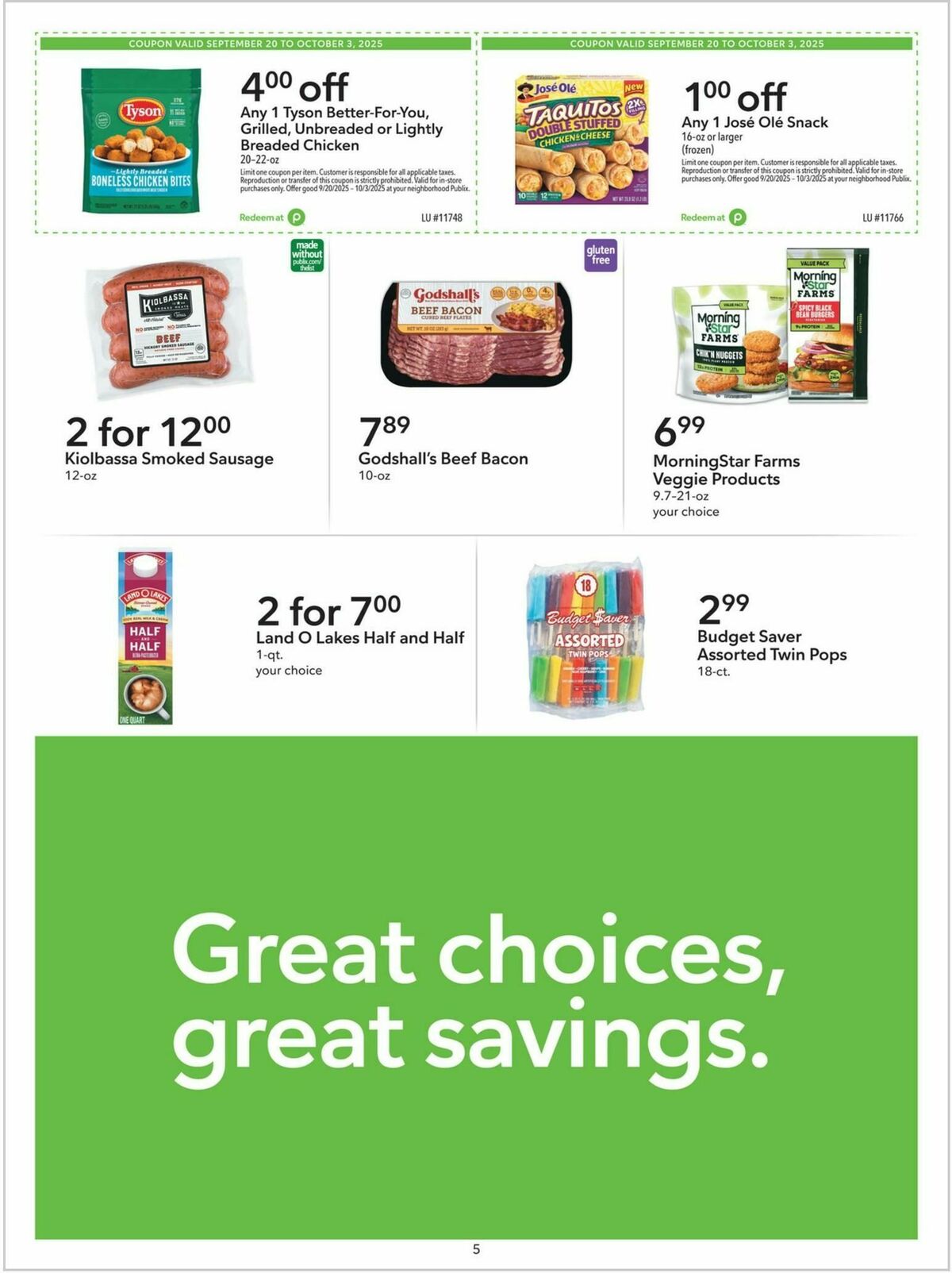 Publix Extra Savings Weekly Ad from September 20