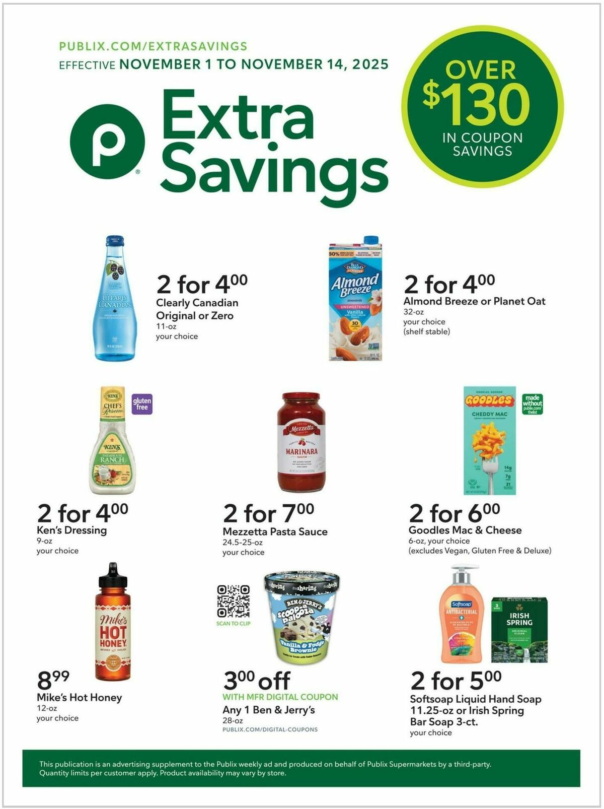 Publix Extra Savings Weekly Ad from November 1