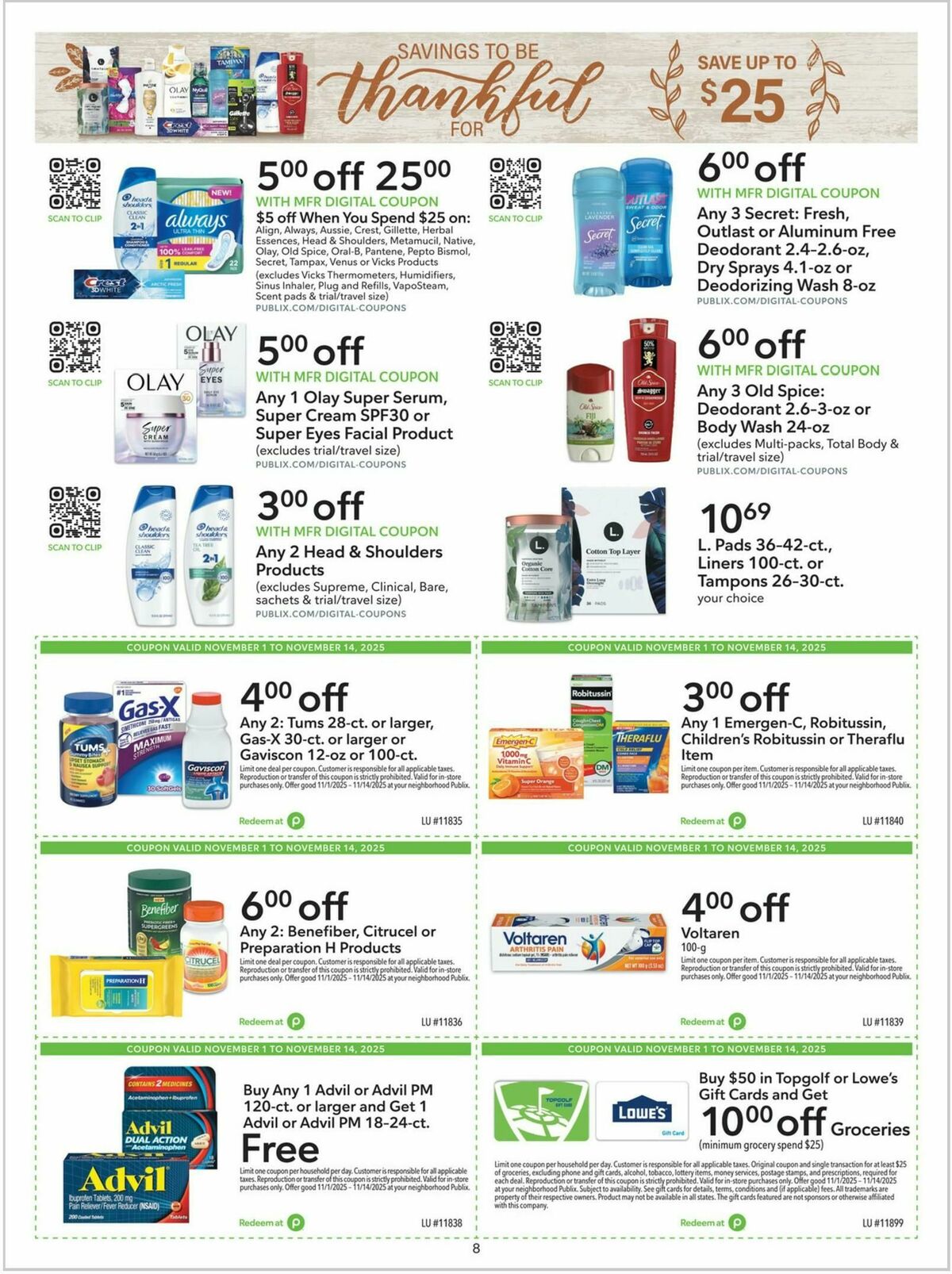 Publix Extra Savings Weekly Ad from November 1