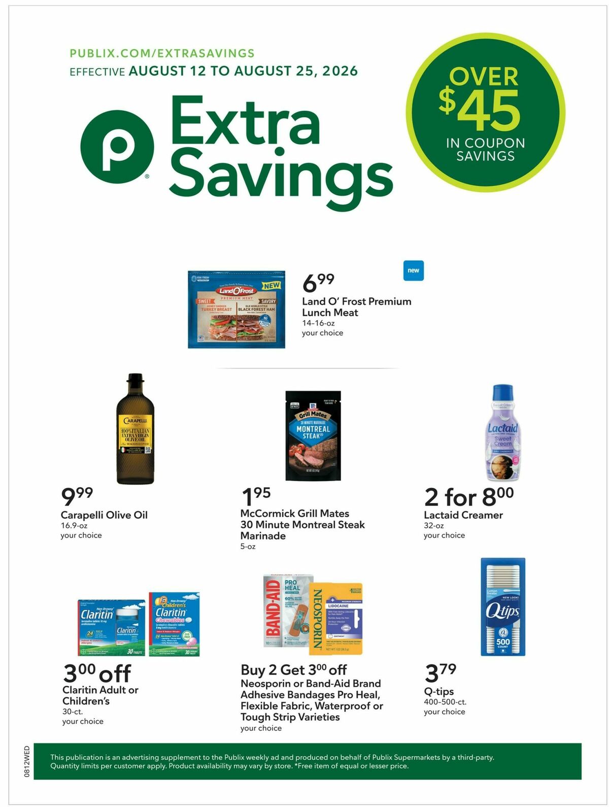 Publix Extra Savings Weekly Ad from August 12