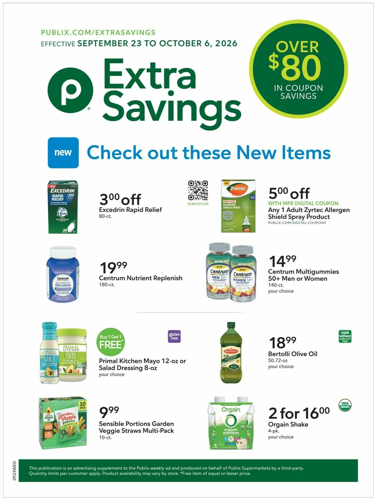 Publix Extra Savings Weekly Ad from September 23