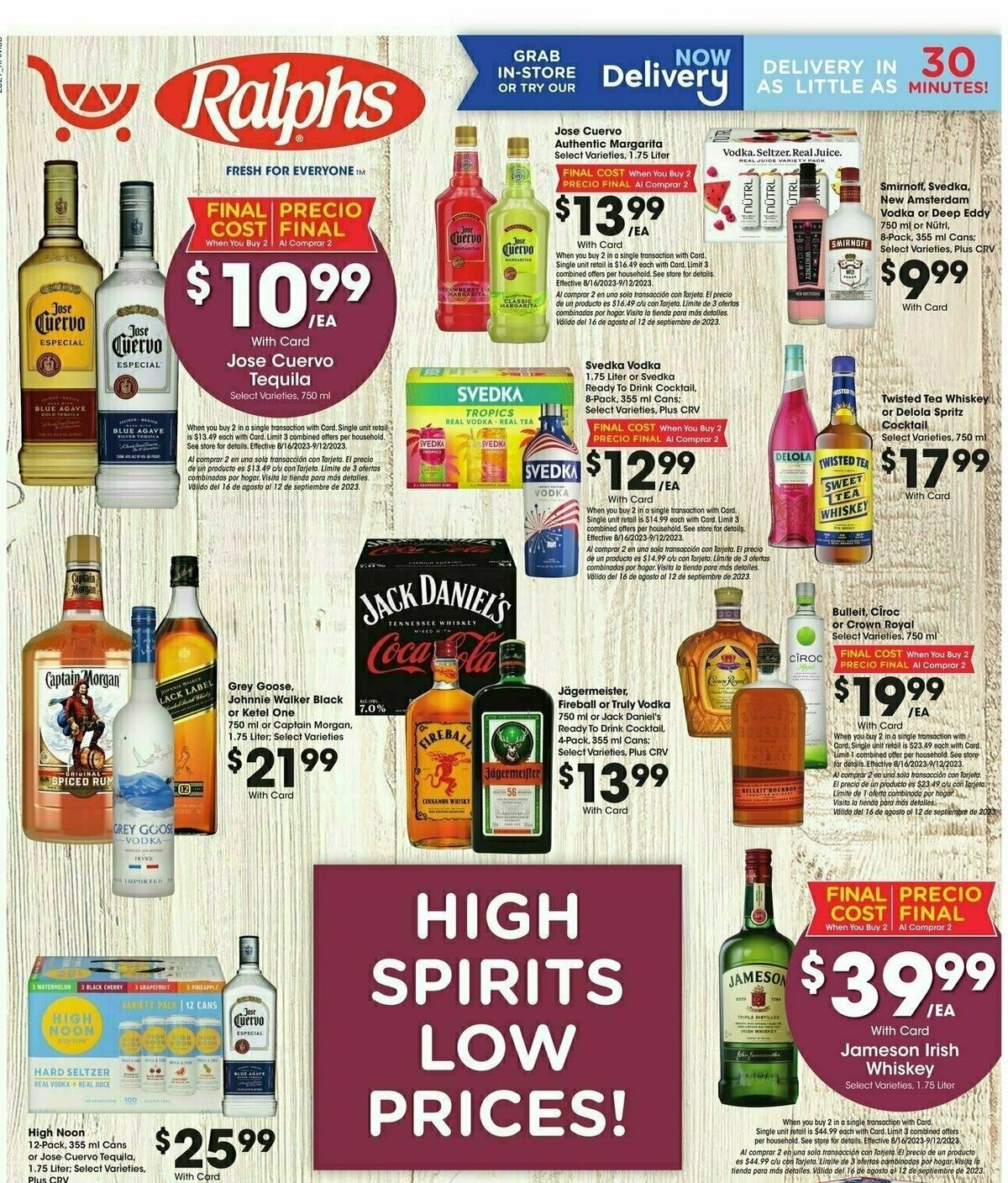 Ralphs High Spirits Low Prices Weekly Ad from August 16