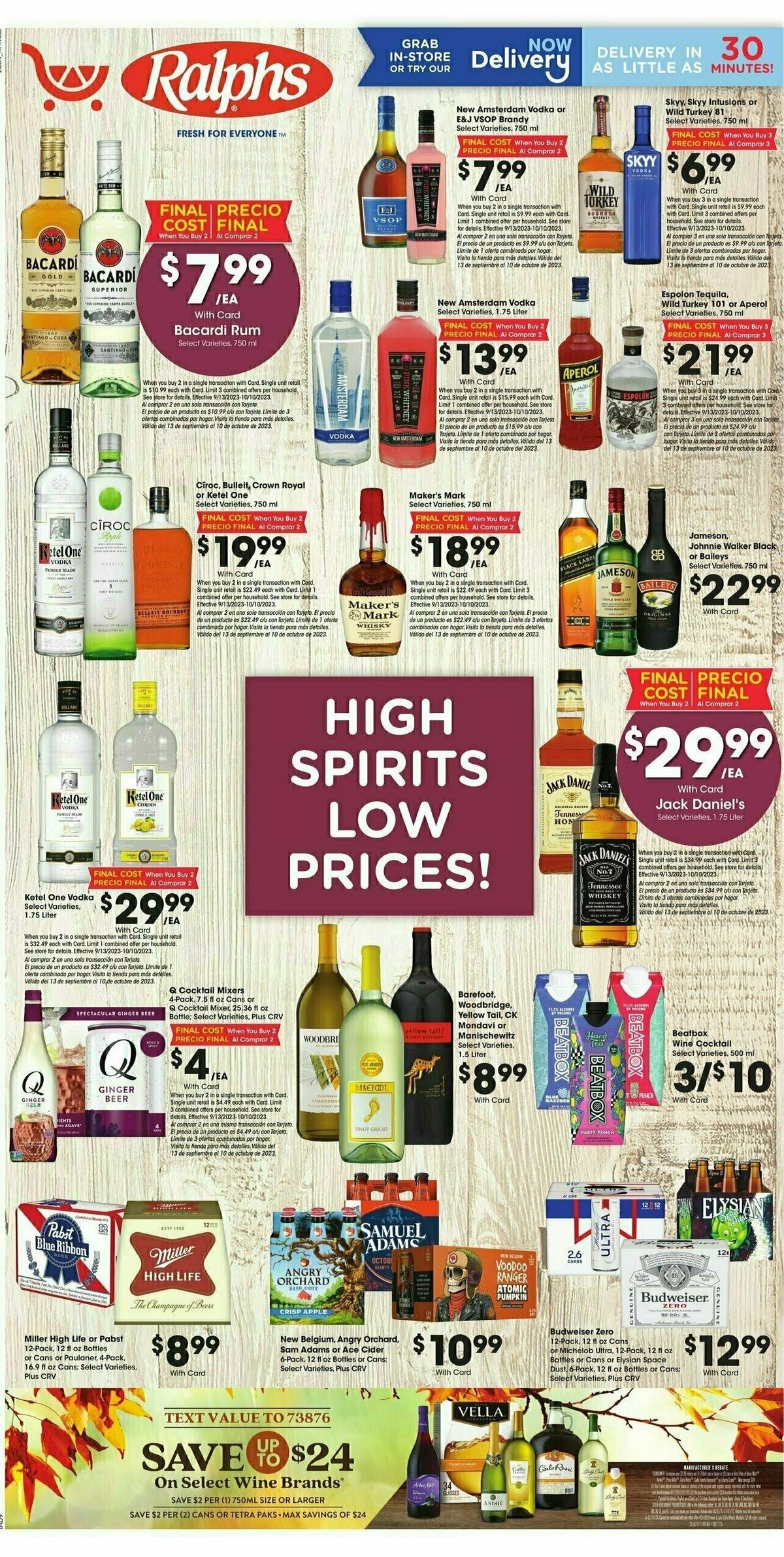 Ralphs High Spirits Low Prices Weekly Ad from September 13