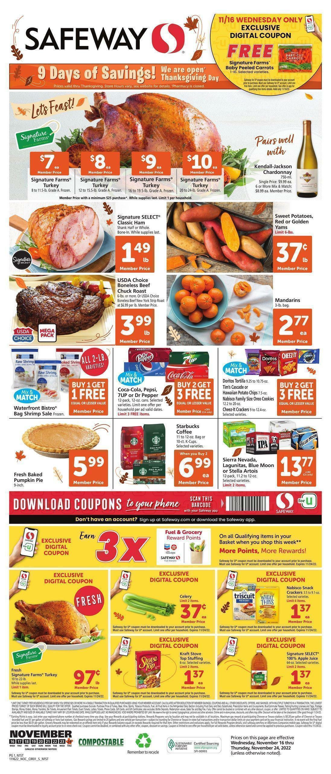 Safeway Weekly Ad from November 16