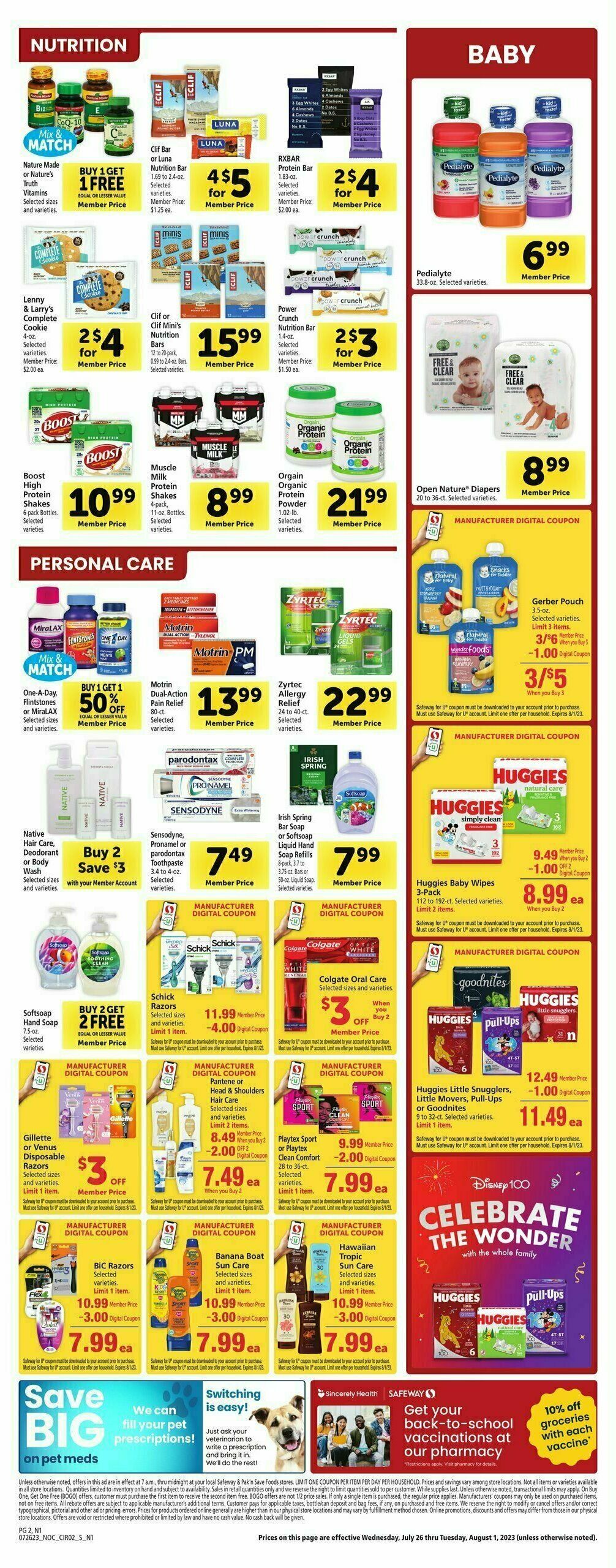 Safeway Specialty Publication Weekly Ad from July 26