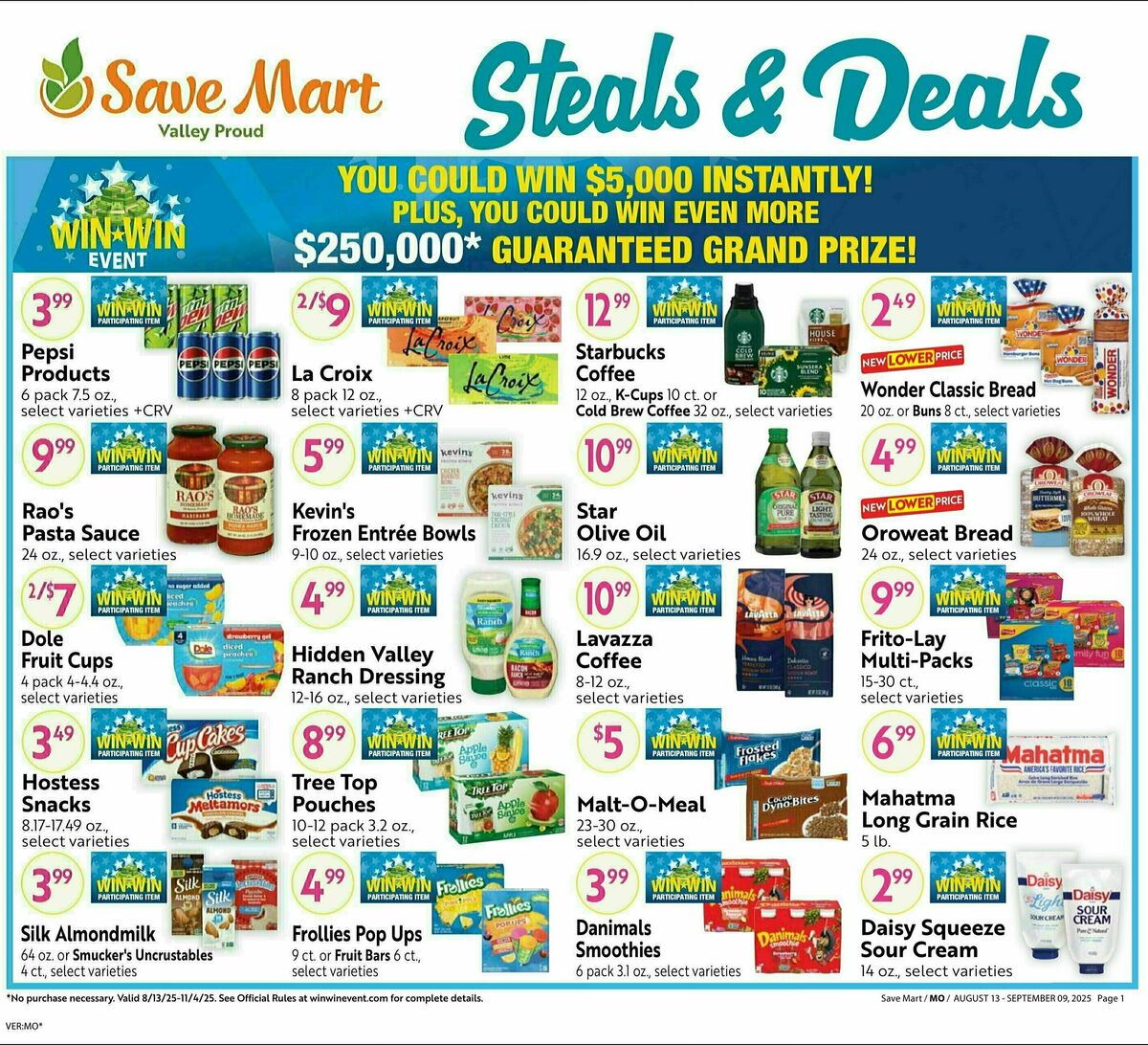 Save Mart Big Monthly Deals Weekly Ad from August 13