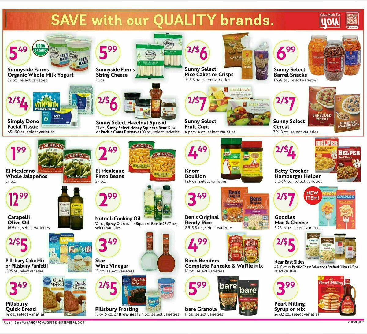 Save Mart Big Monthly Deals Weekly Ad from August 13