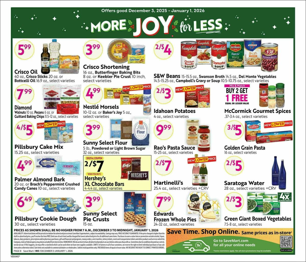 Save Mart Big Monthly Deals Weekly Ad from December 3
