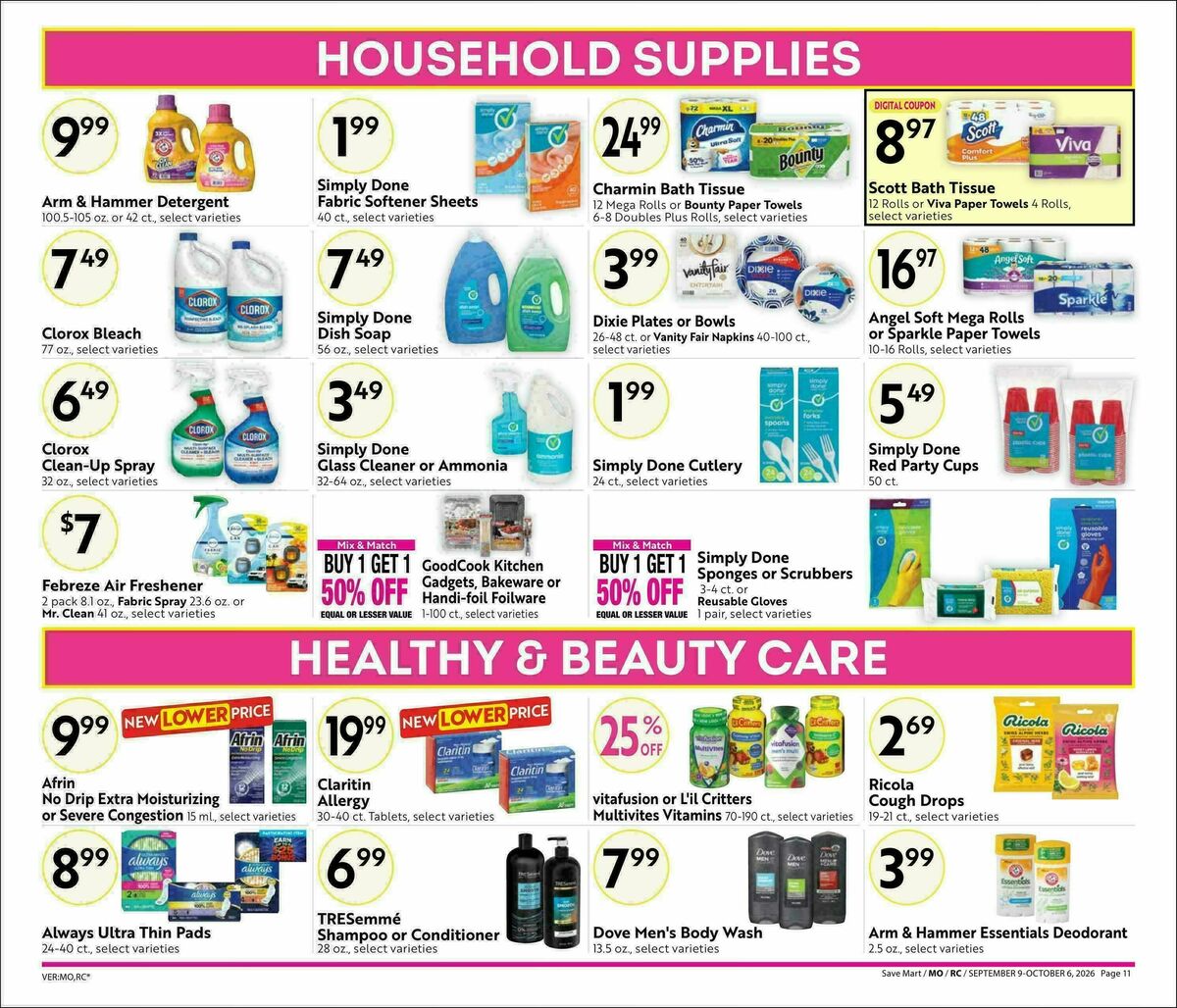 Save Mart Big Monthly Deals Weekly Ad from September 9