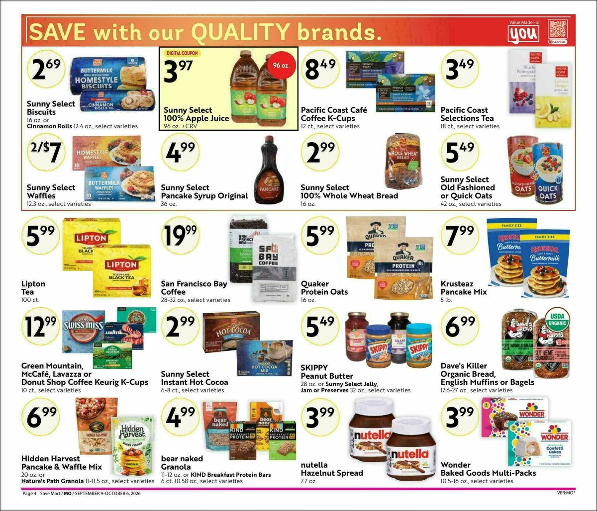 Save Mart Big Monthly Deals Weekly Ad from September 9