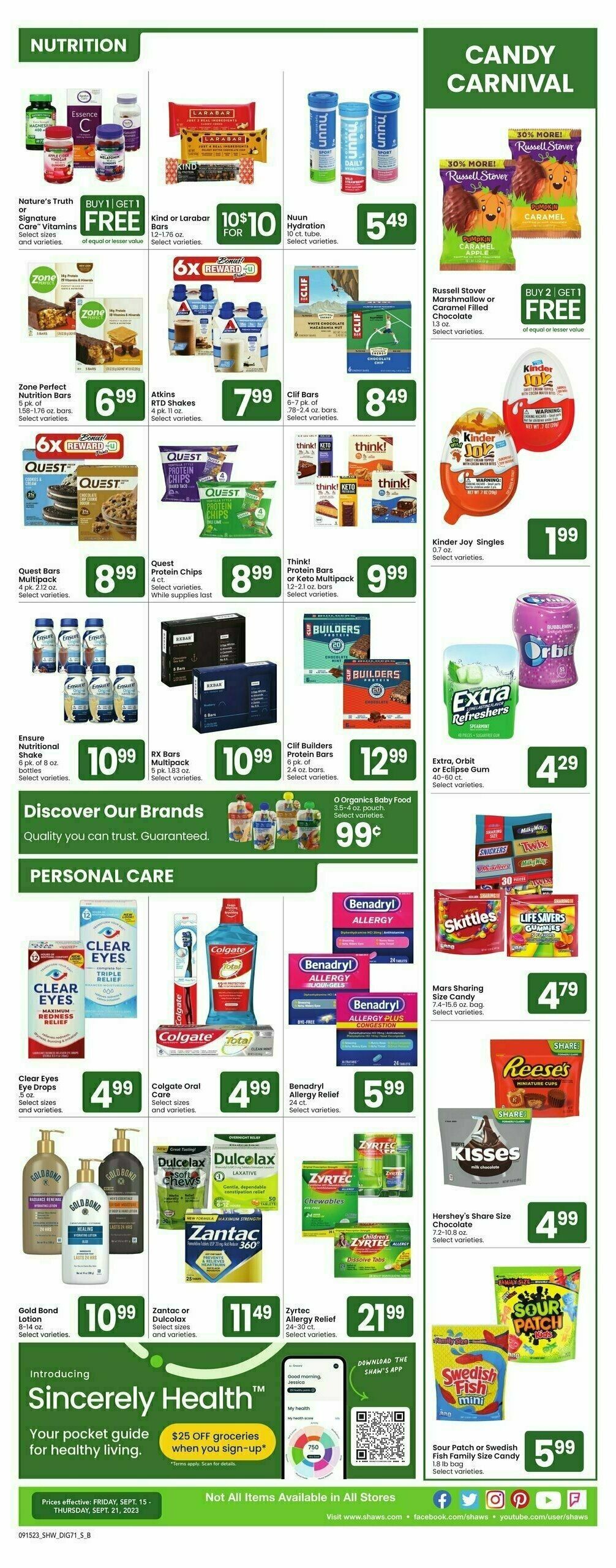 Shaw's Additional Savings Weekly Ad from September 15