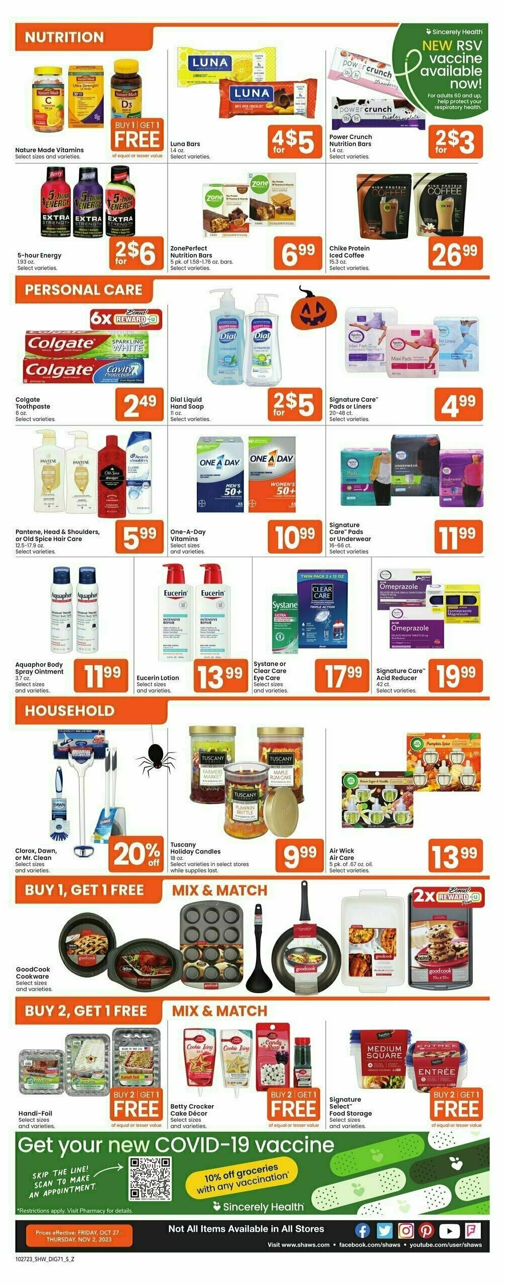 Shaw's Additional Savings Weekly Ad from October 27