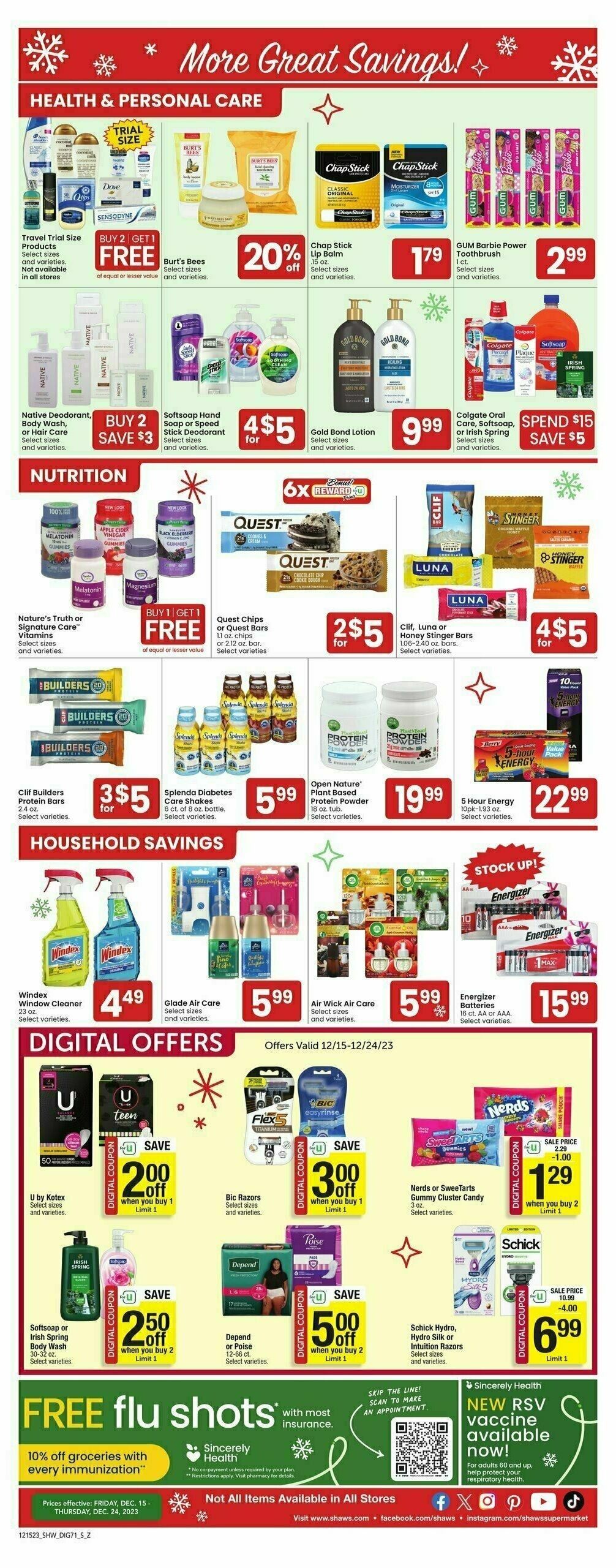 Shaw's Additional Savings Weekly Ad from December 15
