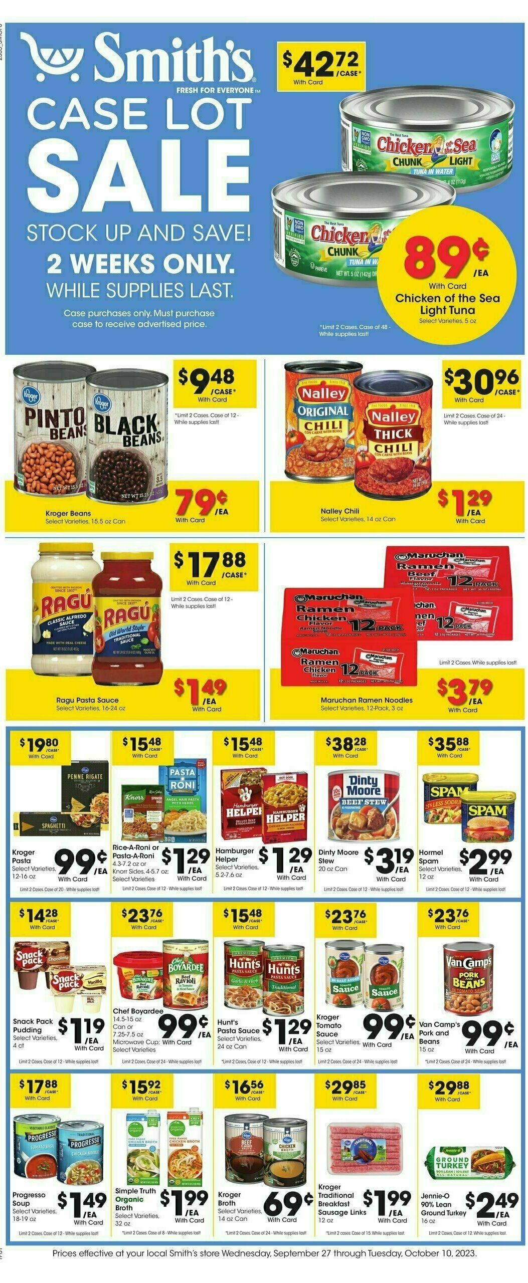 Smith's Case Lot Lot Weekly Ad from September 27
