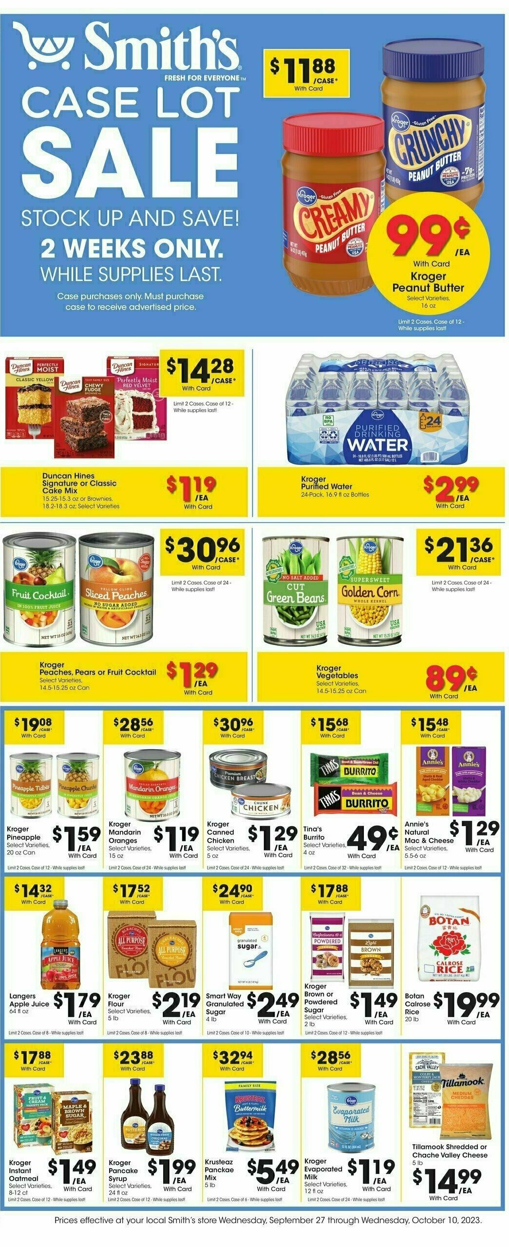 Smith's Case Lot Lot Weekly Ad from September 27