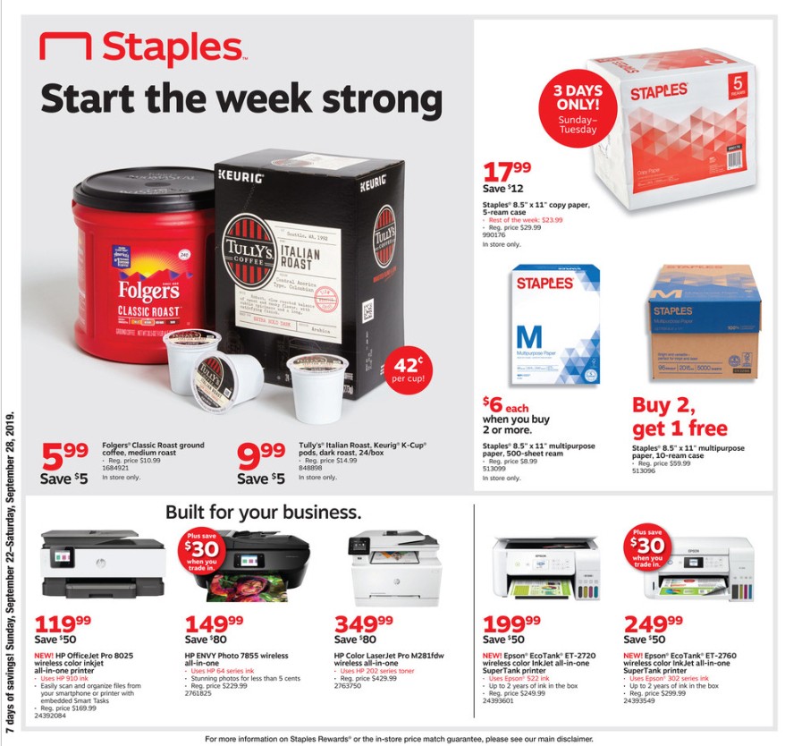 Staples Weekly Ad from September 22