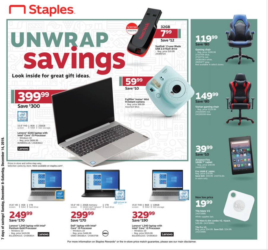 Staples Weekly Ad from December 15