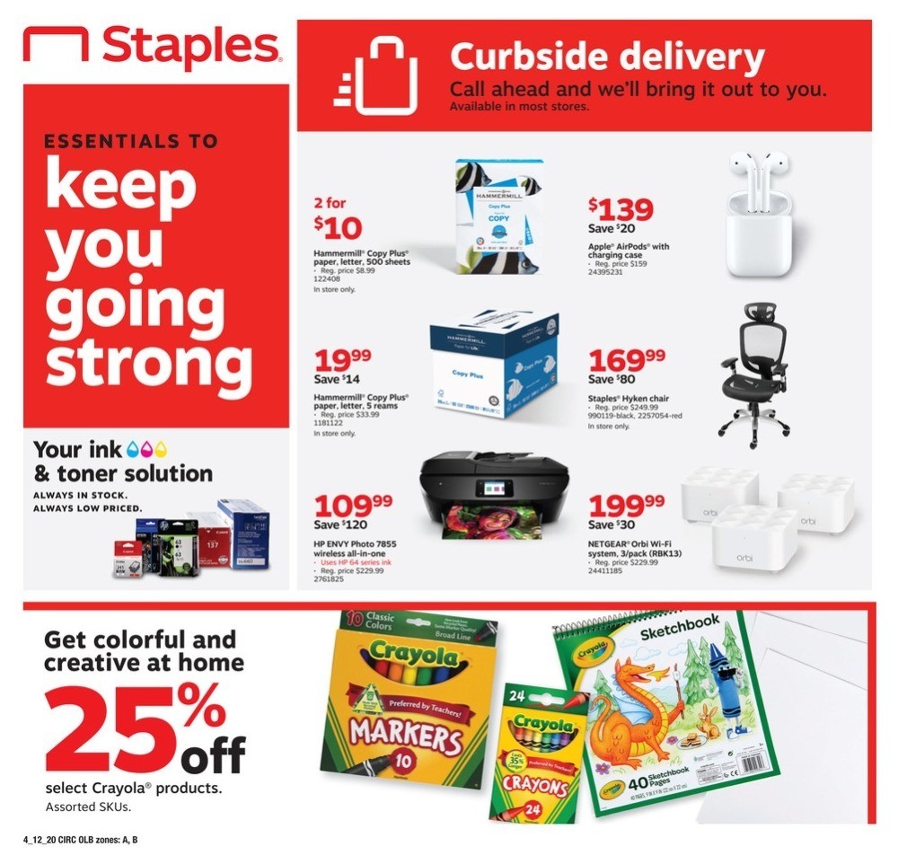 Staples Weekly Ad from April 12