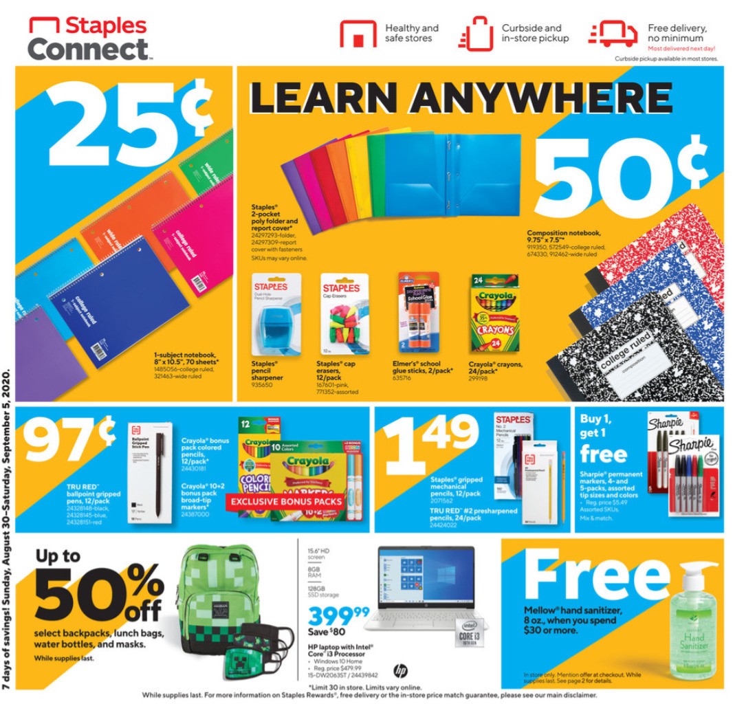 Staples Weekly Ad from August 30