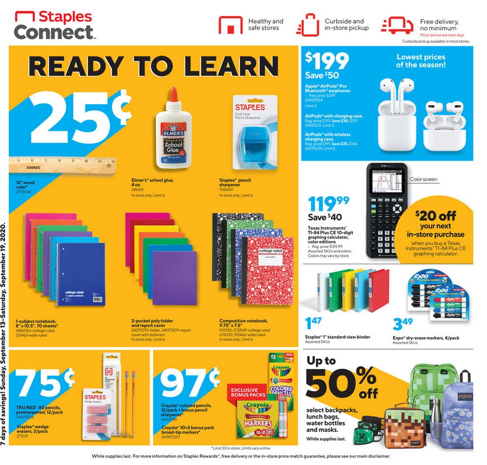 Staples Weekly Ad from September 13