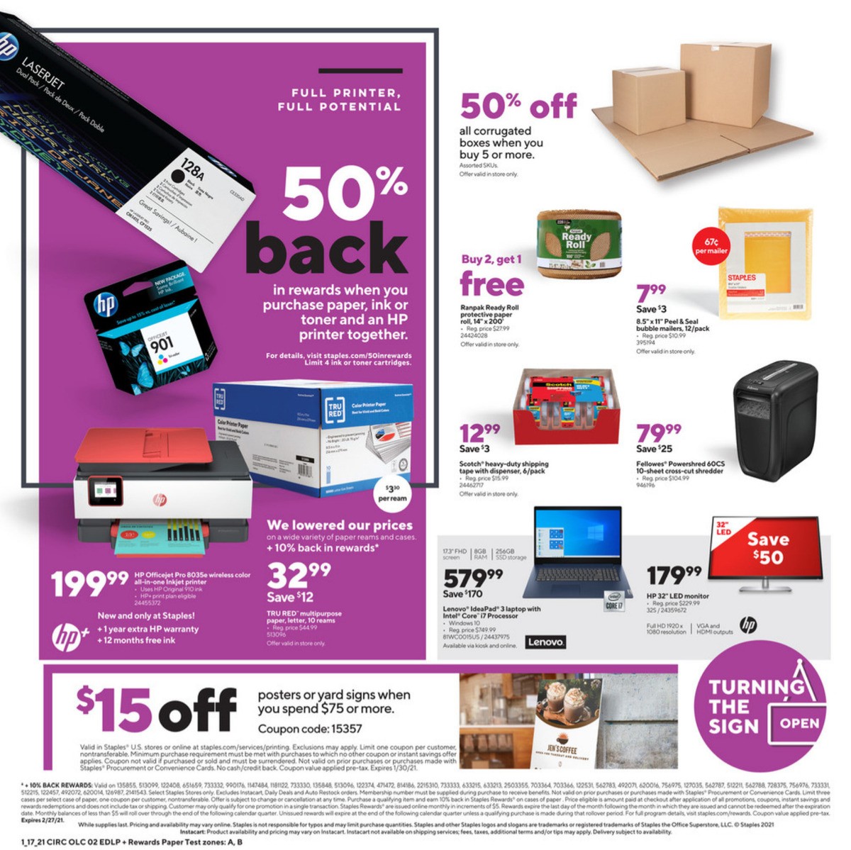 Staples Weekly Ad from January 17